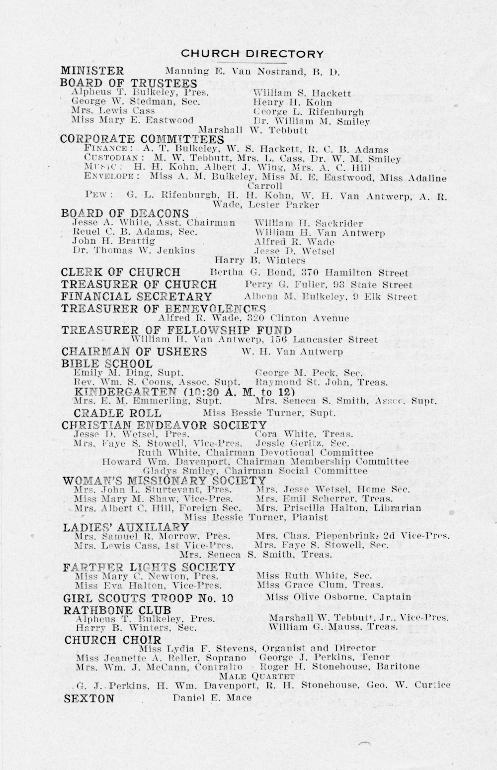 Church Bulletin Nov 19, 1919 page 4